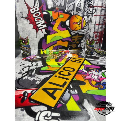 Appcity Sarı Dekor Plaka, Yazi Dekor Plaka, Isme Özel Plaka, Galeri Plakası