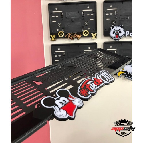 F*ckOff Yazılı Mickey Mouse Özel Tasarım Lüks Pleksi Plakalık