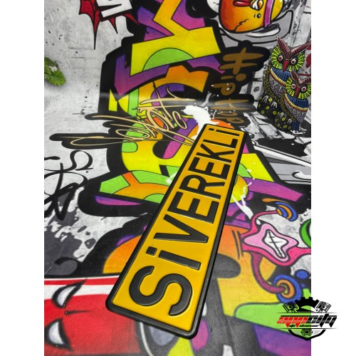 Appcity Sarı İsimli Dekor Plaka, Yazi Dekor Plaka, Isme Özel Plaka, Galeri Plakası