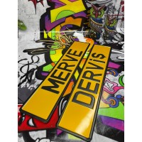 Appcity Sarı Kişiye Özel  Dekor Plaka, Yazi Dekor Plaka, Isme Özel Plaka, Galeri Plakası