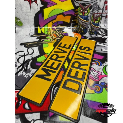 Appcity Sarı Kişiye Özel  Dekor Plaka, Yazi Dekor Plaka, Isme Özel Plaka, Galeri Plakası