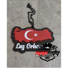 Türkiye Haritası Tasarımlı Isimli Lüx Dikiz Aynası Süsü, Araba Süsü