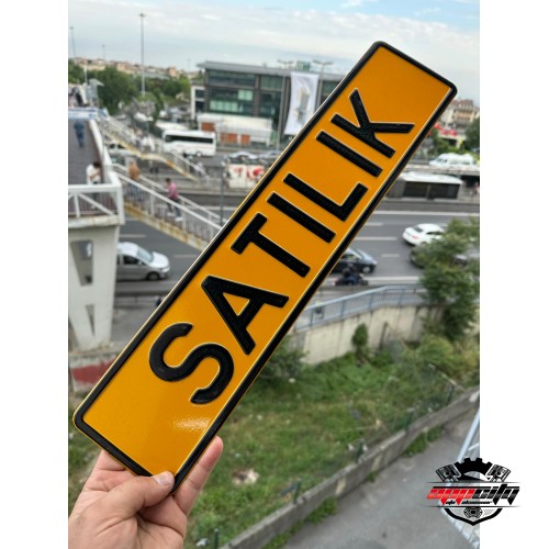 Appcity Satılık Yazılı Sarı Dekor Plaka, Yazi Dekor Plaka, Isme Özel Plaka, Galeri Plakası