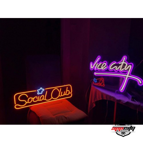 Social Club Dekoratif Neon Led Tablo, Neon Duvar Tabela