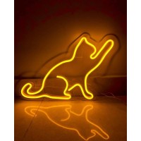 Kedi Dekoratif Neon Led Tablo, Neon Duvar Tabela