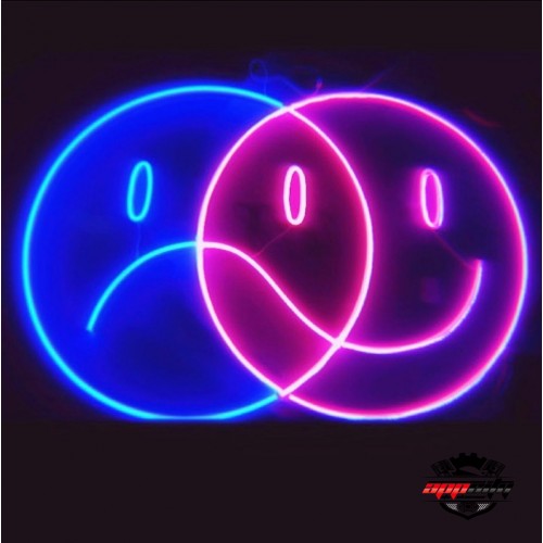 Üzgün Mutlu Emoji Dekoratif Neon Led Tablo, Neon Duvar Tabela