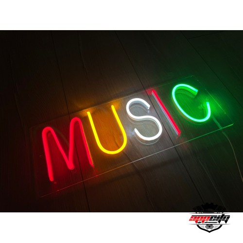 MUSIC Yazılı Dekoratif Neon Led Tablo, Neon Duvar Tabela