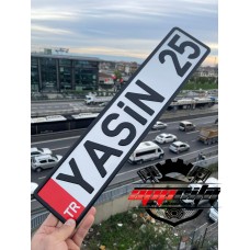 İsimli Özel Plaka, İsimli Dekor Araç Plakası, Kişiye Özel 3d Kabartma Metal Plaka (Kırmızı TR)