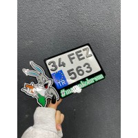 Bugs Bunny Kişiye Özel Tasarım Pleksi Motosiklet Plakalık (12x18cm) Bugs Bunny Kişiye Özel Tasarım Pleksi Motosiklet Plakalık (12x18cm)